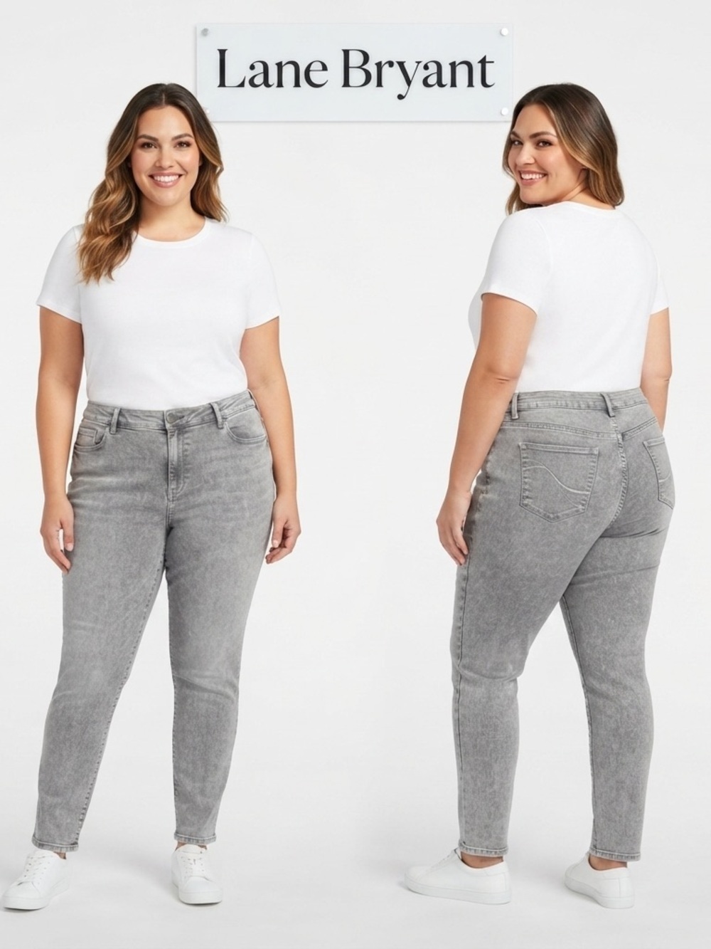Lane Bryant Genius Fit Gray Acid Wash Skinny Jeans 20
